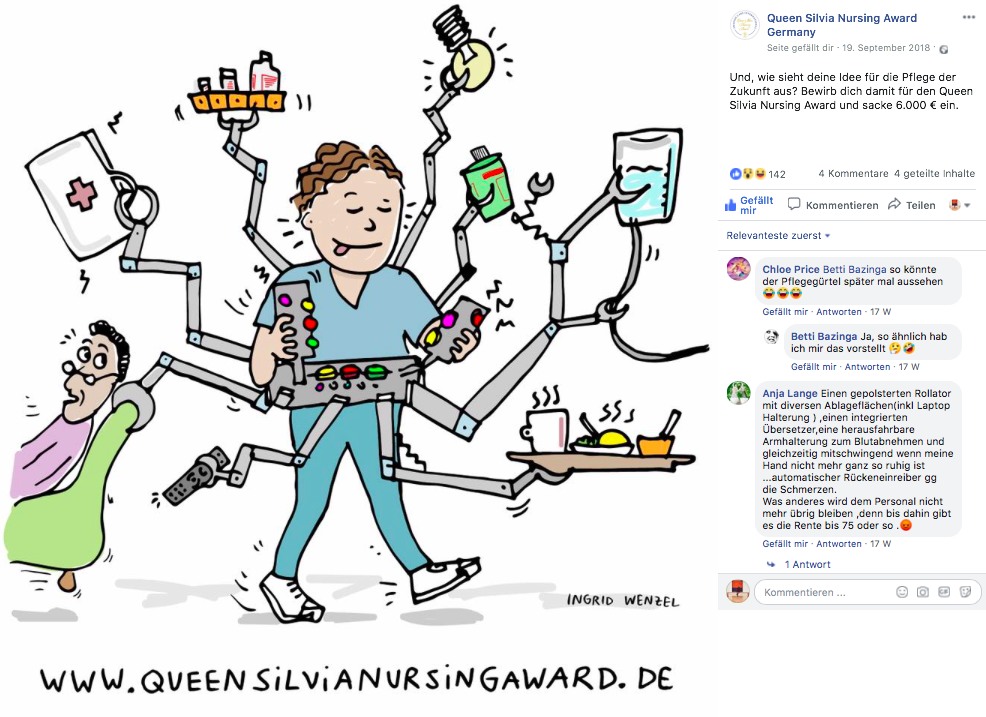 Live Drawing Cartoons Queen Silvia Nursing Award Ingrid Wenzel